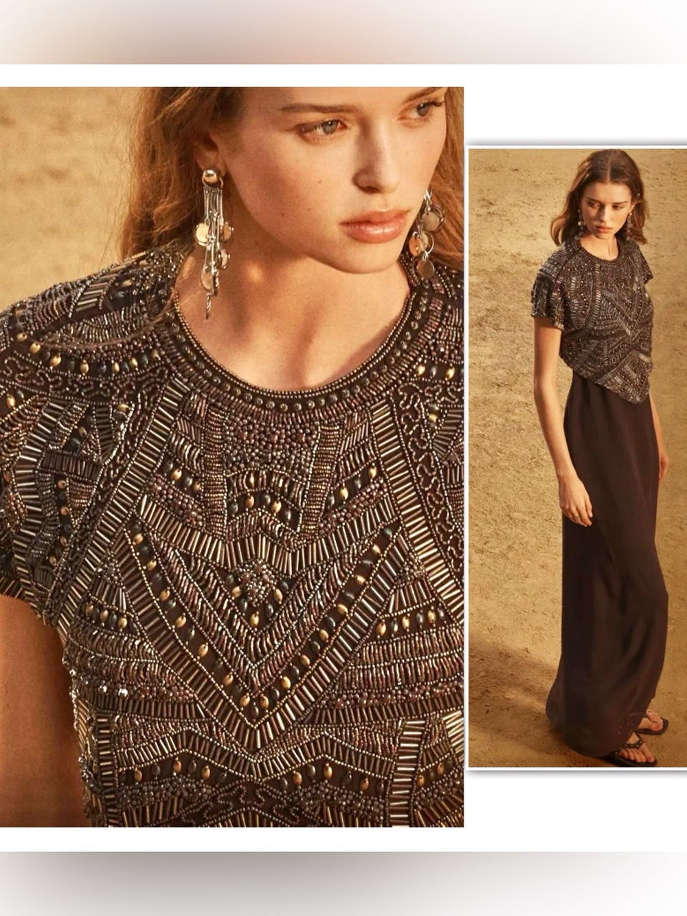 Zara 🔥 Beaded Embroidery Top Dress Backless Limited Edition STUNNER Small
